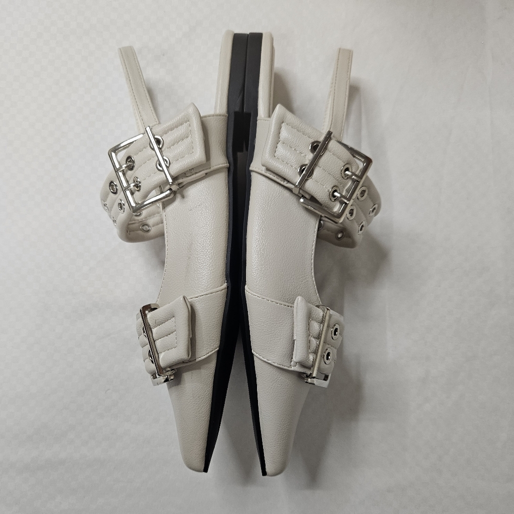 Corkys Hey Girl On The Prowl, Ivory Silver Buckle Size 9, NWOT Flats Balletcore - Picture 6 of 9